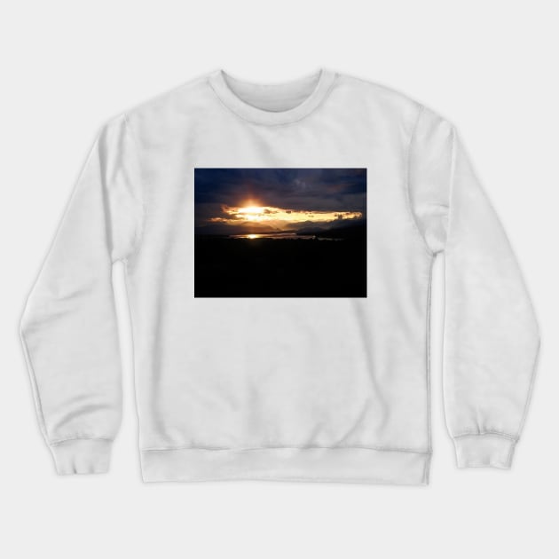 Sunset landscape photography,  lake and mountain on cloudy sky Crewneck Sweatshirt by marghe41